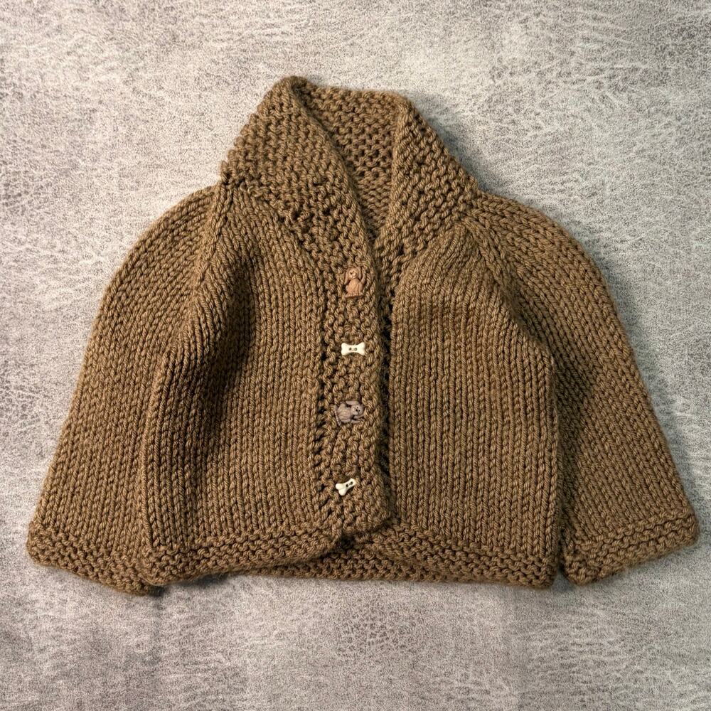 Chunky Brown Hand Knit Kids Cardigan
